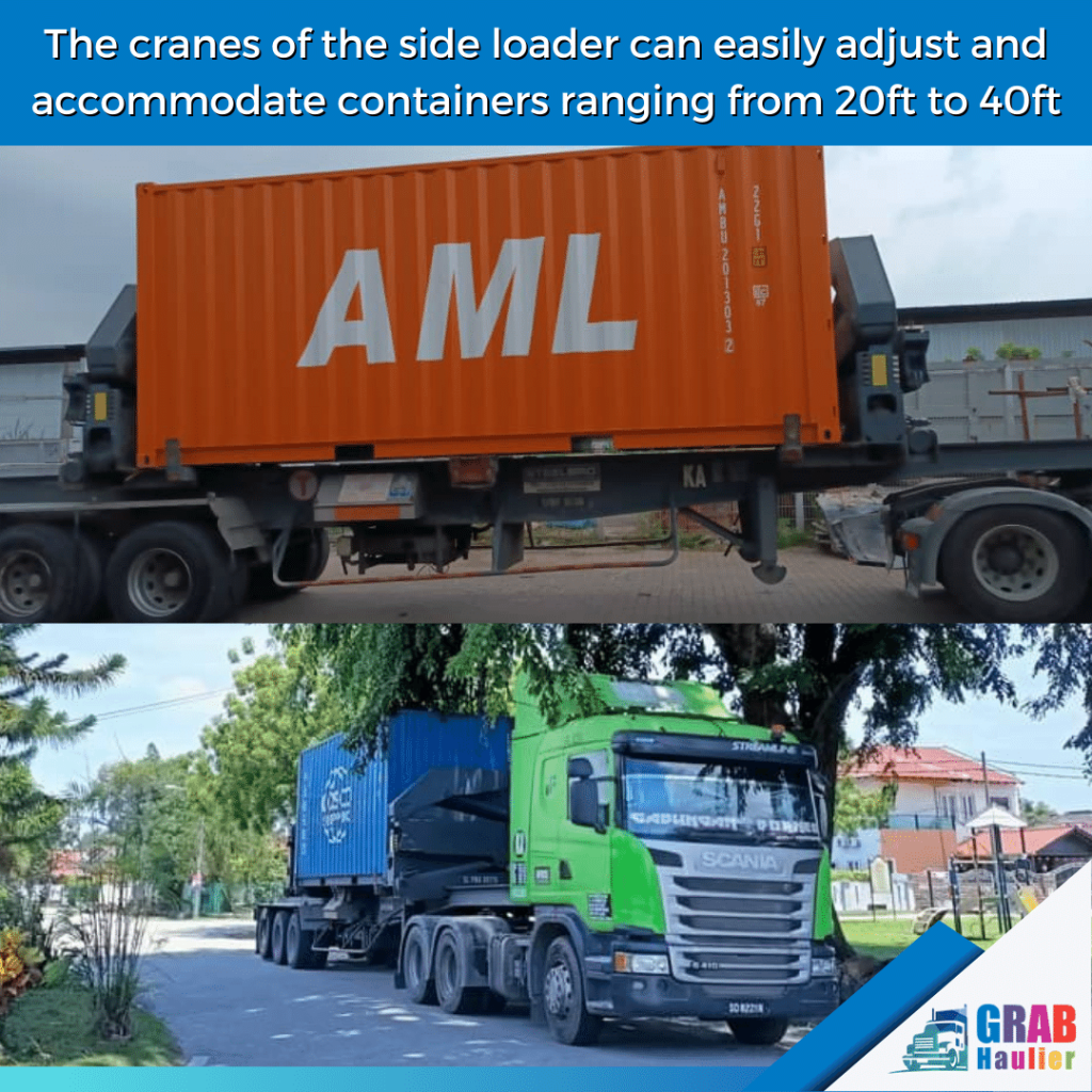 Adjustable Side Loader cranes to fit 40ft and 20ft Container